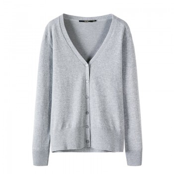 Knitted Cardigan sweater  Autumn Women Simple Solid Straight 